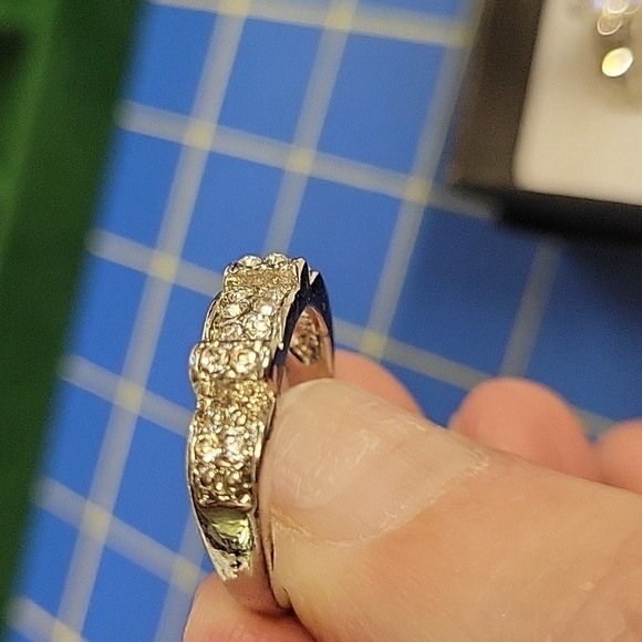 Rhinestone Faux Diamond Band Silver Ring Size 9.5 - Picture 3 of 4